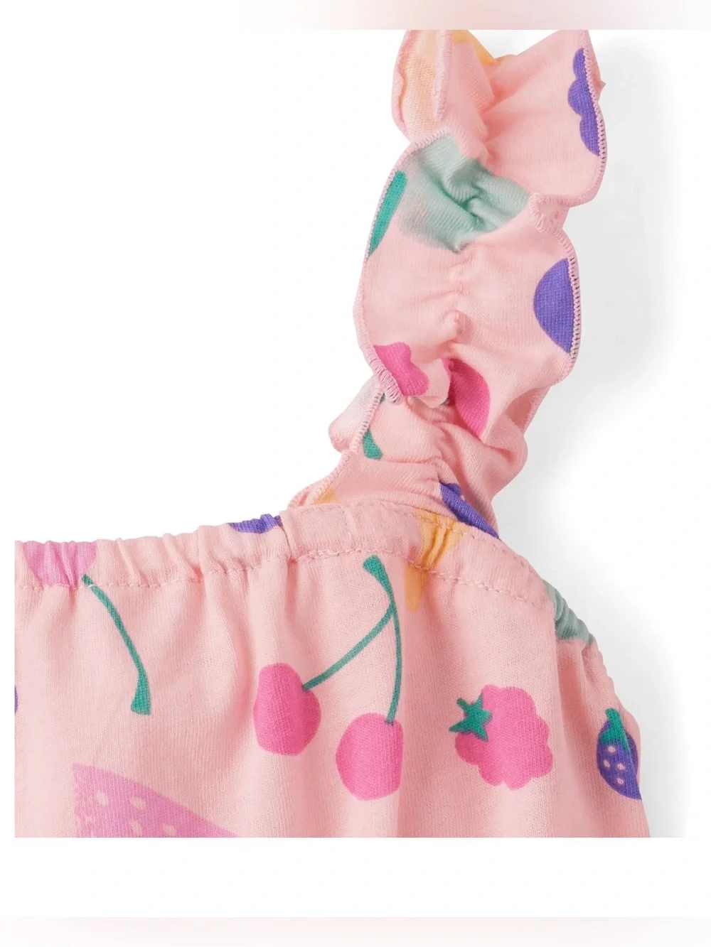 Toddler Girls' Pink Fruit Print Ruffle Strap Dress